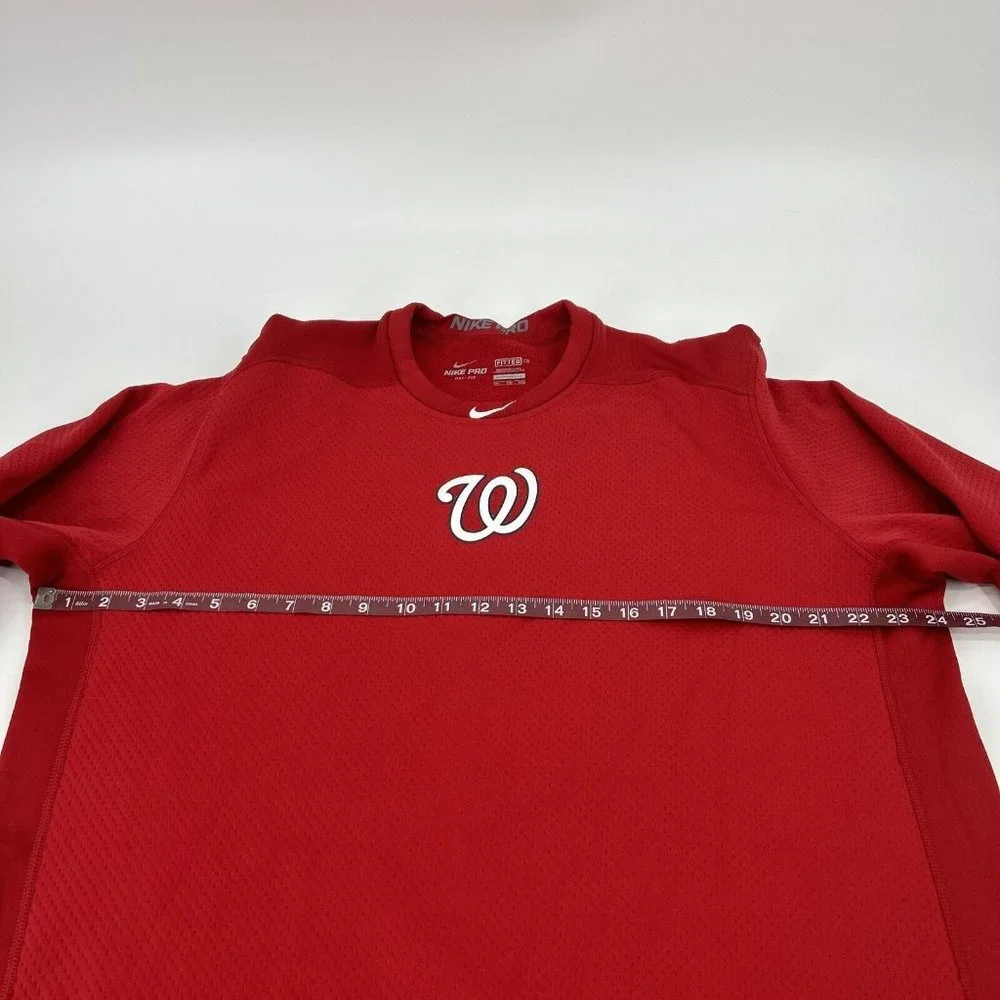 Washington‎ Nationals Mens XXL Red Nike Pro Fitted BSBL Dri-Fit Crewneck MLB
